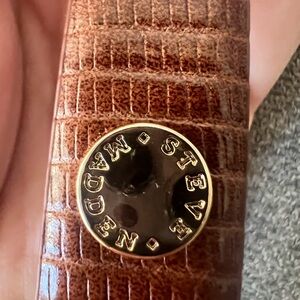 Steve Madden skinny belt women 32-34” size XL brown good condition gold buckle